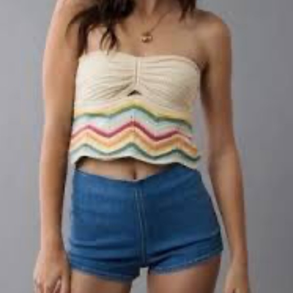 American Eagle Outfitters Tops - American Eagle Live Your Life Crochet Mulitcolor Crop Tube Top XS